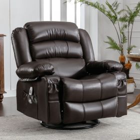 Massage Swivel Rocker Recliner Chair with Vibration Massage and Heat Ergonomic Lounge Chair for Living Room with Rocking Function and Side Pocket