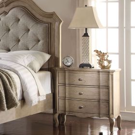 Antique Taupe 3-Drawer Nightstand