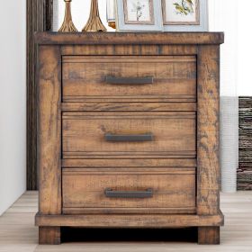 Rustic Three Drawer Reclaimed Solid Wood Framhouse Nightstand (old sku:WF298401AAD)