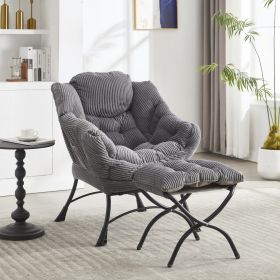 Lazy Chair with Ottoman, Modern Lounge Accent Chair with Armrests and a Side Pocket