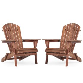 Wooden Outdoor Folding Adirondack Chair Set of 2 Wood Lounge Patio Chair for Garden,Garden, Lawn, Backyard, Deck, Pool Side, Fire Pit,Half Assemb (Color: as Pic)