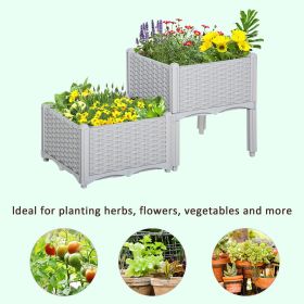2-Piece Raised Garden Bed With Legs, Self-Watering Planter Box Raised Bed To Grow Flowers (Option: Gray)
